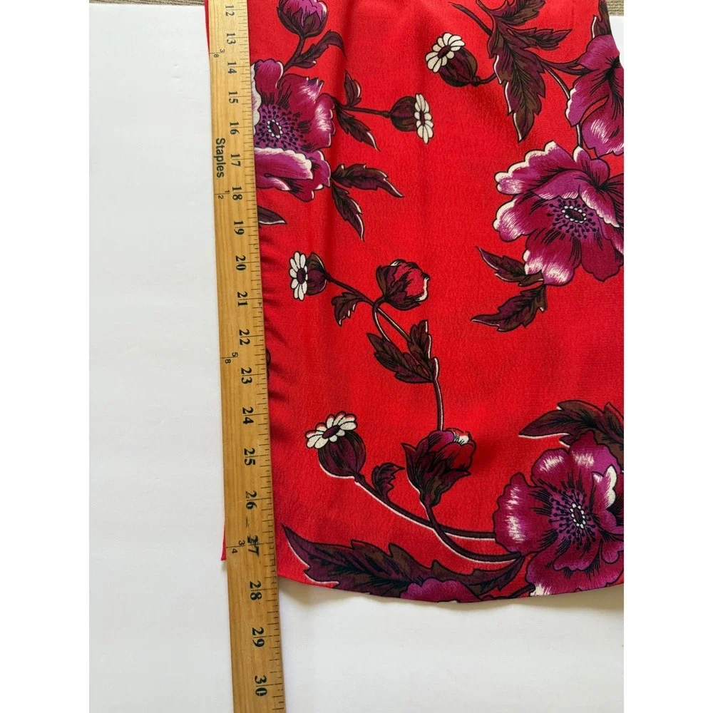 Ett Twa Anthropologie Womens  Red Boho Floral Wide Leg Pants High Rise Size‎ 4